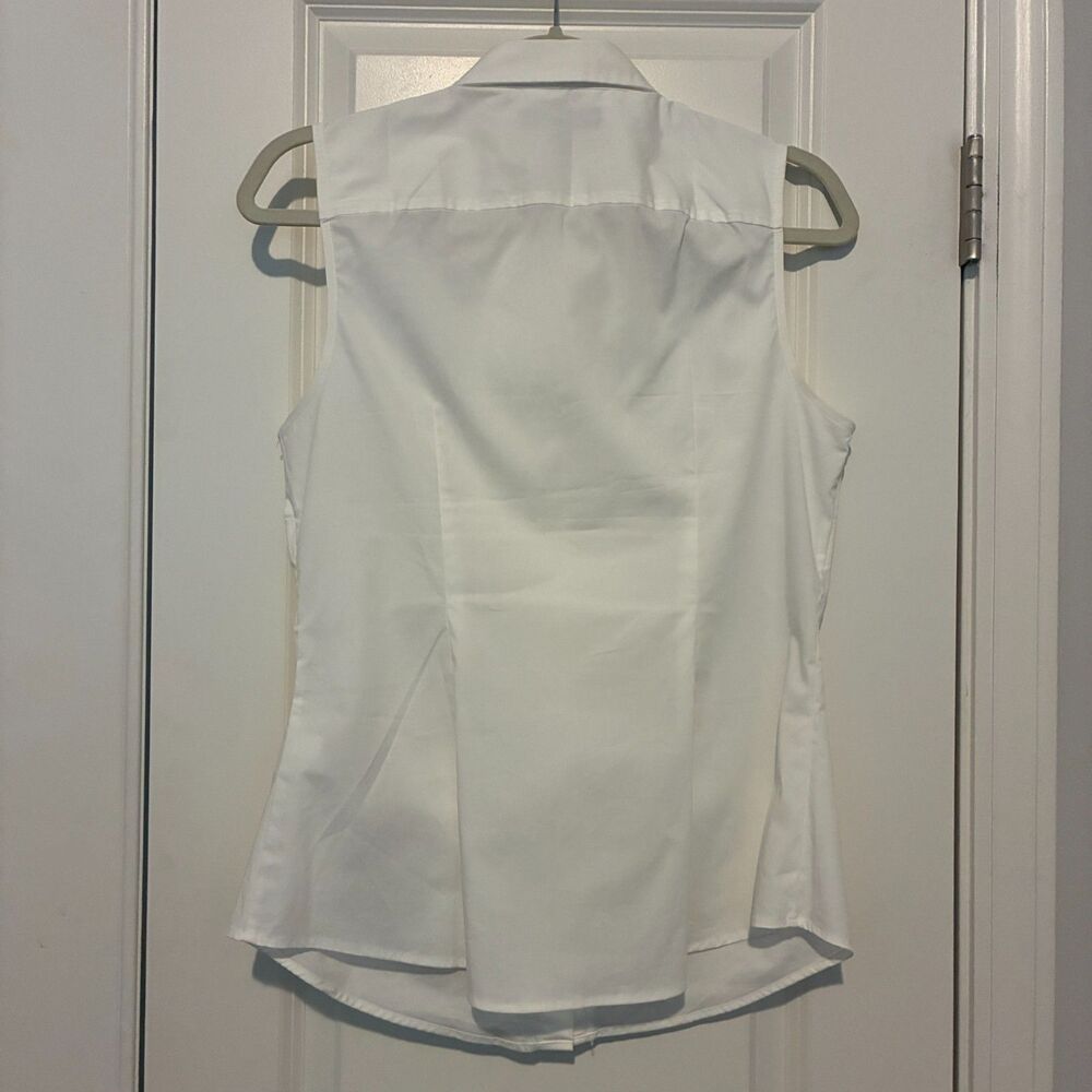 Banana Republic Riley Women Top 10P White Ruffle Sleeveless Tailored Preppy - Picture 10 of 10